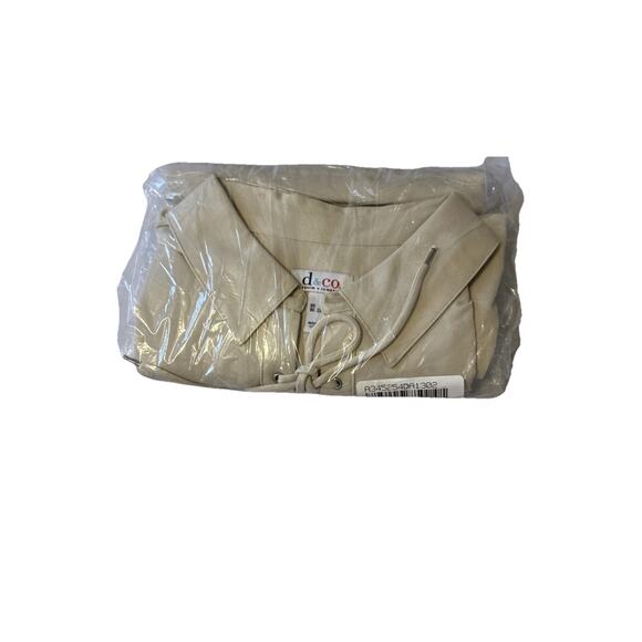 D&Co NEW Women's Plus 3X Stretch Woven Lace up Pullover Shirt Neutral Boho Chic - Picture 3 of 13